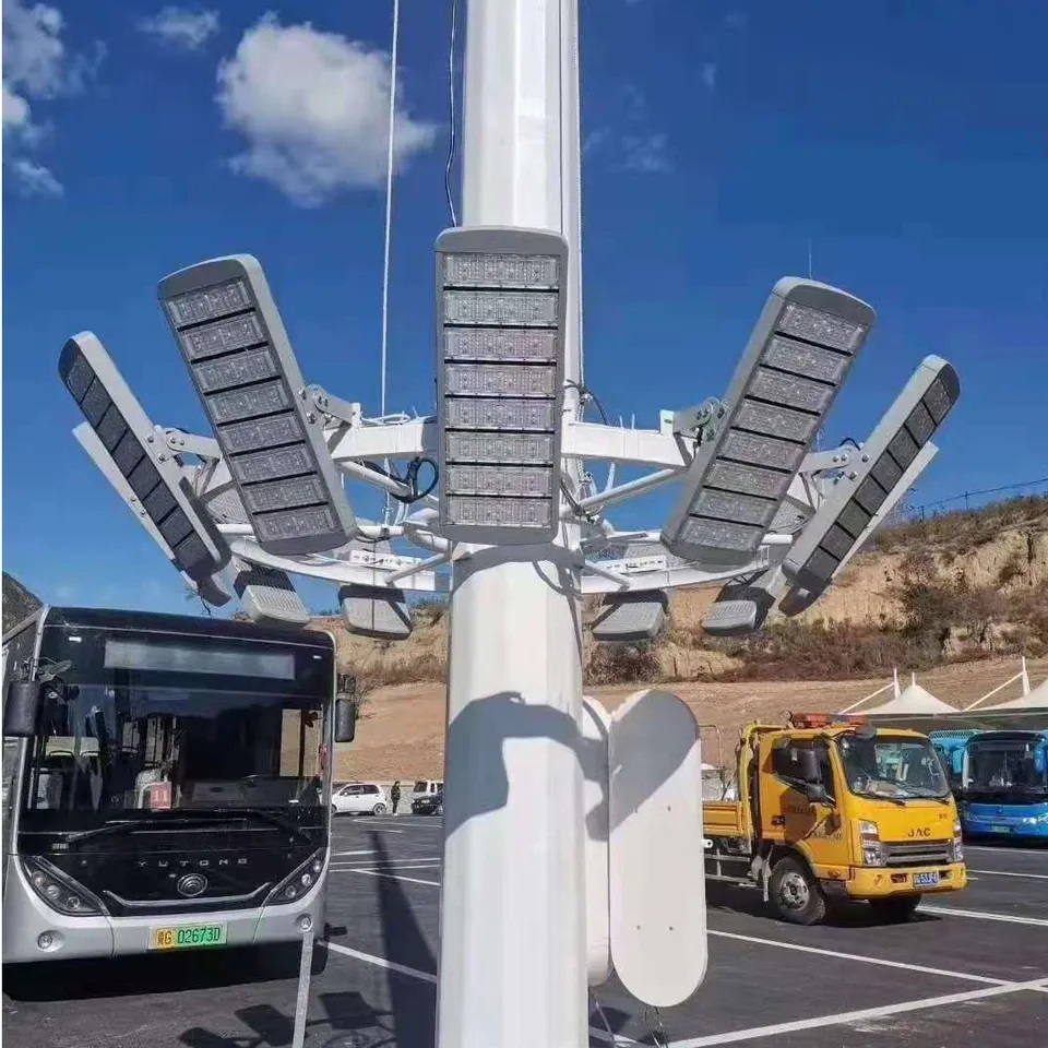 Cột Đèn Pha Nâng Hạ Cho Sân Vận Động – Giải Pháp Chiếu Sáng hiện đại từ ZALAA Lighting