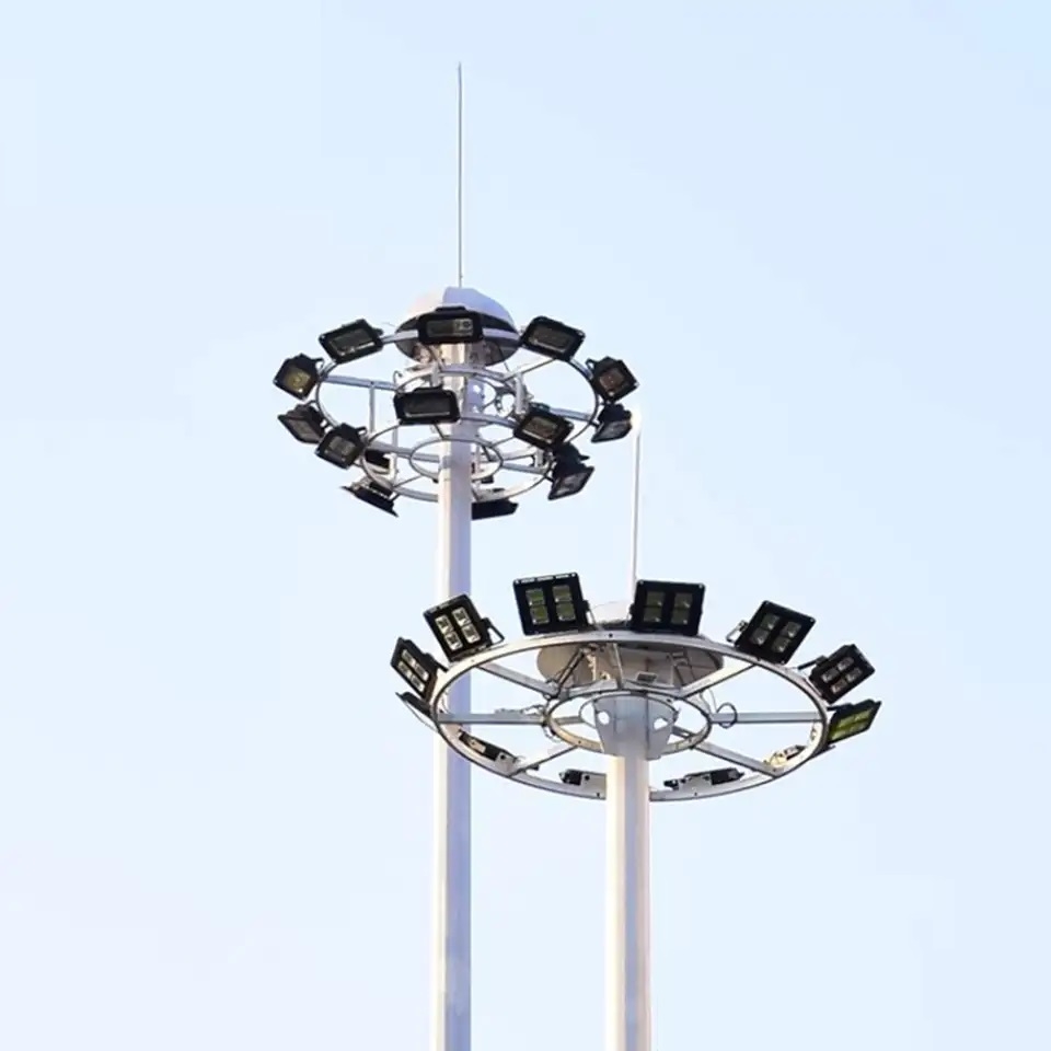 Cột Đèn Pha Nâng Hạ Cho Sân Vận Động – Giải Pháp Chiếu Sáng hiện đại từ ZALAA Lighting