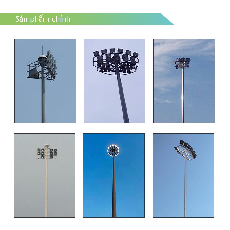 Cột Đèn Chiếu Sáng Đa Giác cao 6m, 7m, 8m đến 14m, 17m - Ống thép côn bền bỉ