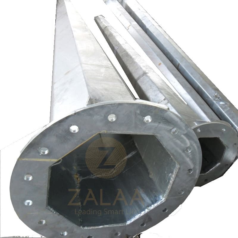 Cột Thép Mạ Kẽm Nhúng Nóng cho Cột Đèn Cao Áp từ 6-12m Tròn Côn / Bát Giác