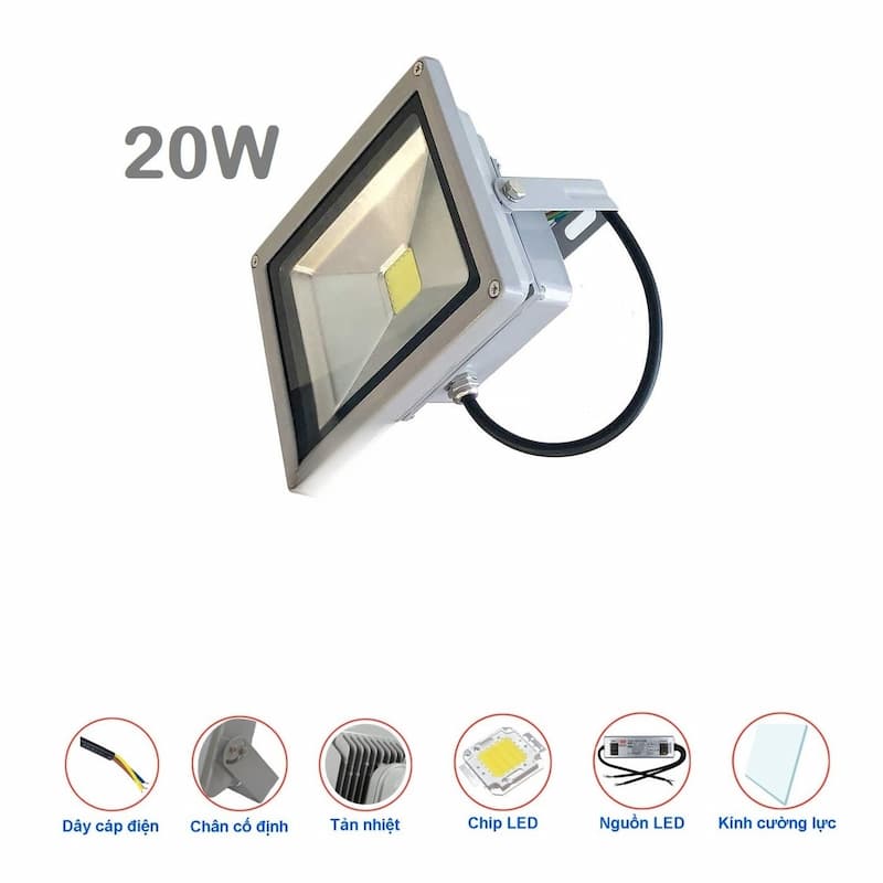 Đèn Pha LED Rọi Chiếu Rộng Vỏ Xám từ 20W đến 400W