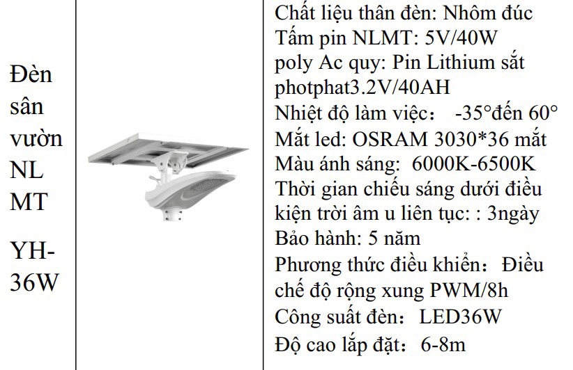 Đèn sân vườn năng lượng mặt trời ZYH-36S