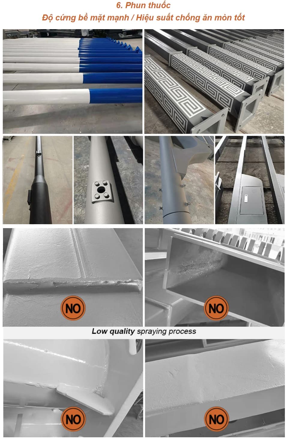 Cột Thép Mạ Kẽm Nhúng Nóng cho Cột Đèn Cao Áp từ 6-12m Tròn Côn / Bát Giác