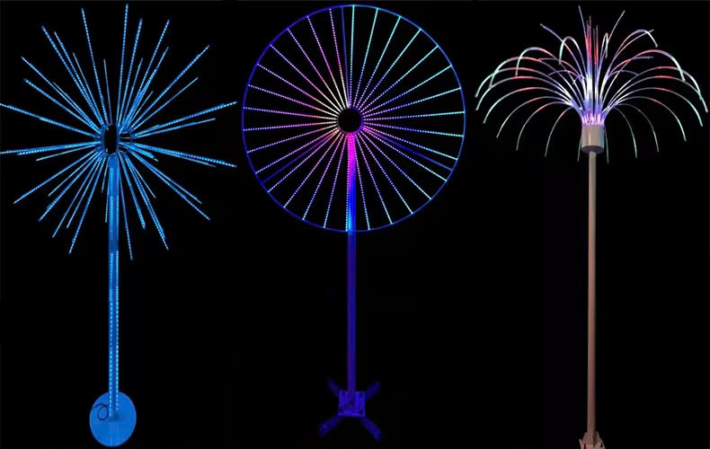 Đầu đèn LED Pháo Hoa hiệu ứng Xoay Tròn đổi màu RGB 250W 30 đầu ống H1300 D1800 Zalaa ZCSV-PH-11