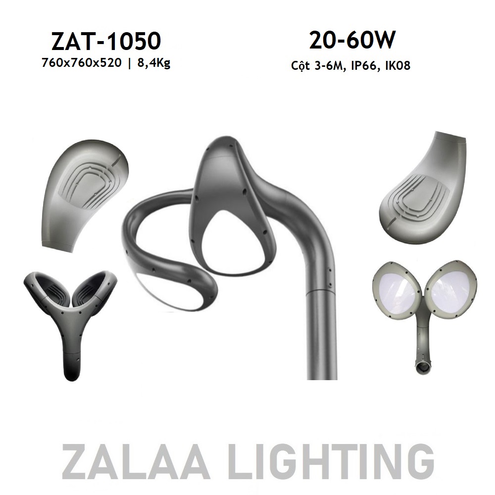 Đầu Đèn LED Sân Vườn Công Viên Hiện Đại Hướng Smart City ZAT-1050 ZALAA Công Suất 20W-60W Phù Hợp Cột 3-6M