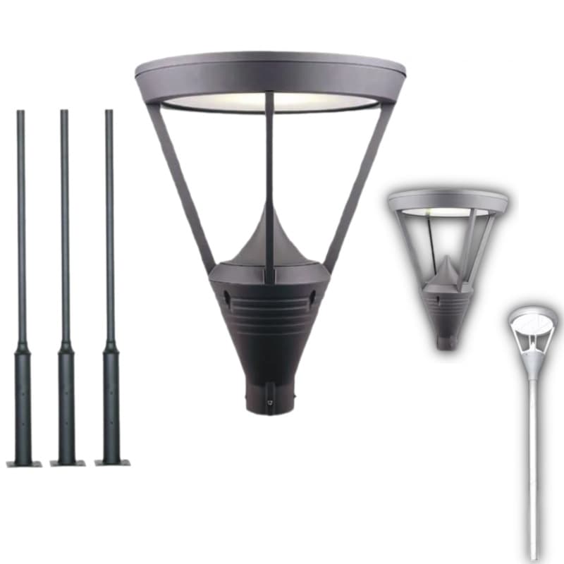 Trụ Đèn Sân Vườn Zalaa ZAT-1071 40W H3.2M-4M | Vỏ nhôm sơn tĩnh điện, góc chiếu 120 độ˚, 3000k, 80-90Lm/W