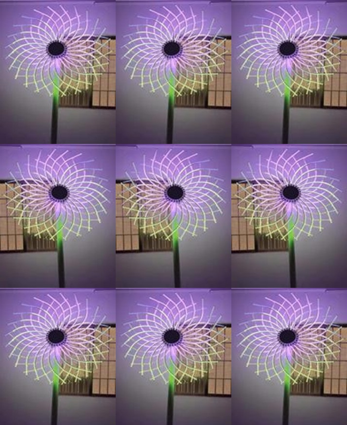 Đầu đèn trang trí kiểu Hoa Bauhinia LED đổi màu RGB 350W 48 đầu ống H1500 D2500 Zalaa ZCSV-PH-20