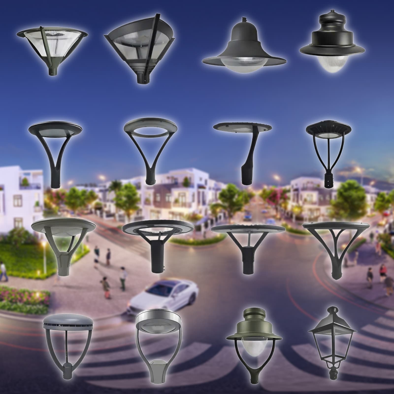 Đầu Đèn Trang Trí và Chiếu Sáng Công Viên hiện đại, Khu Đô Thị thông minh