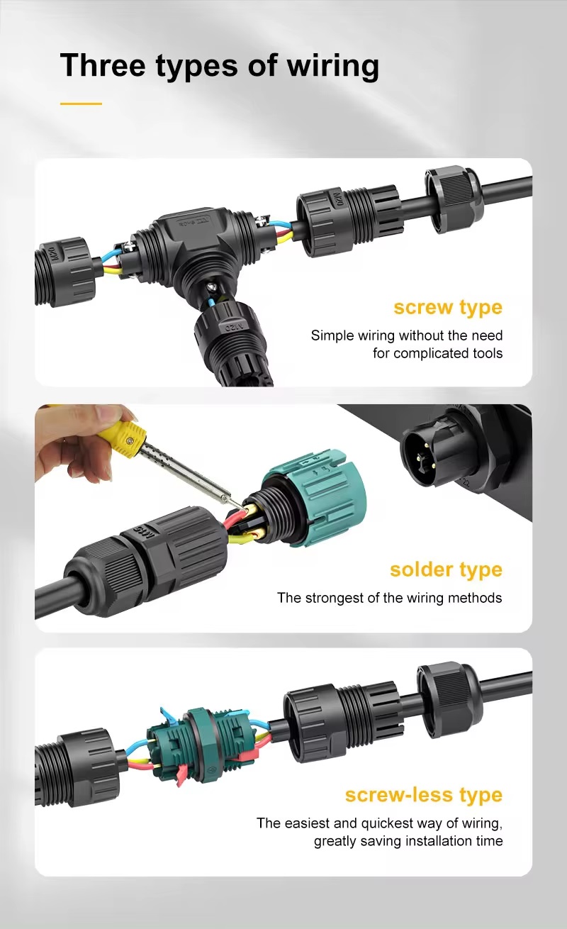 Đầu Nối Điện Cút Điện 2 Đầu E-Weichat M20-3P Chia 2 3 4 PIN Chống nước, Ngoài trời IP68 - Linh kiện đèn led Zalaa
