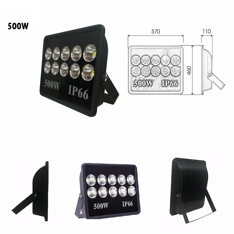 Đèn Pha LED Chiếu Sâu - Pha Cốc Vỏ Vuông IP66 Chiếu Sáng Ngoài Trời từ 100W đến 500W