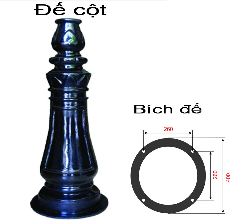 Đế Cột DC06 - Chân Đế Cột Đèn Thép Gang Bền Bỉ Chịu Lực Cao