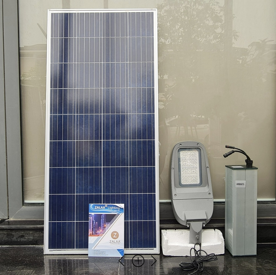 Đèn đường năng lượng mặt trời 80w lắp cột cao 8m ZALAA
