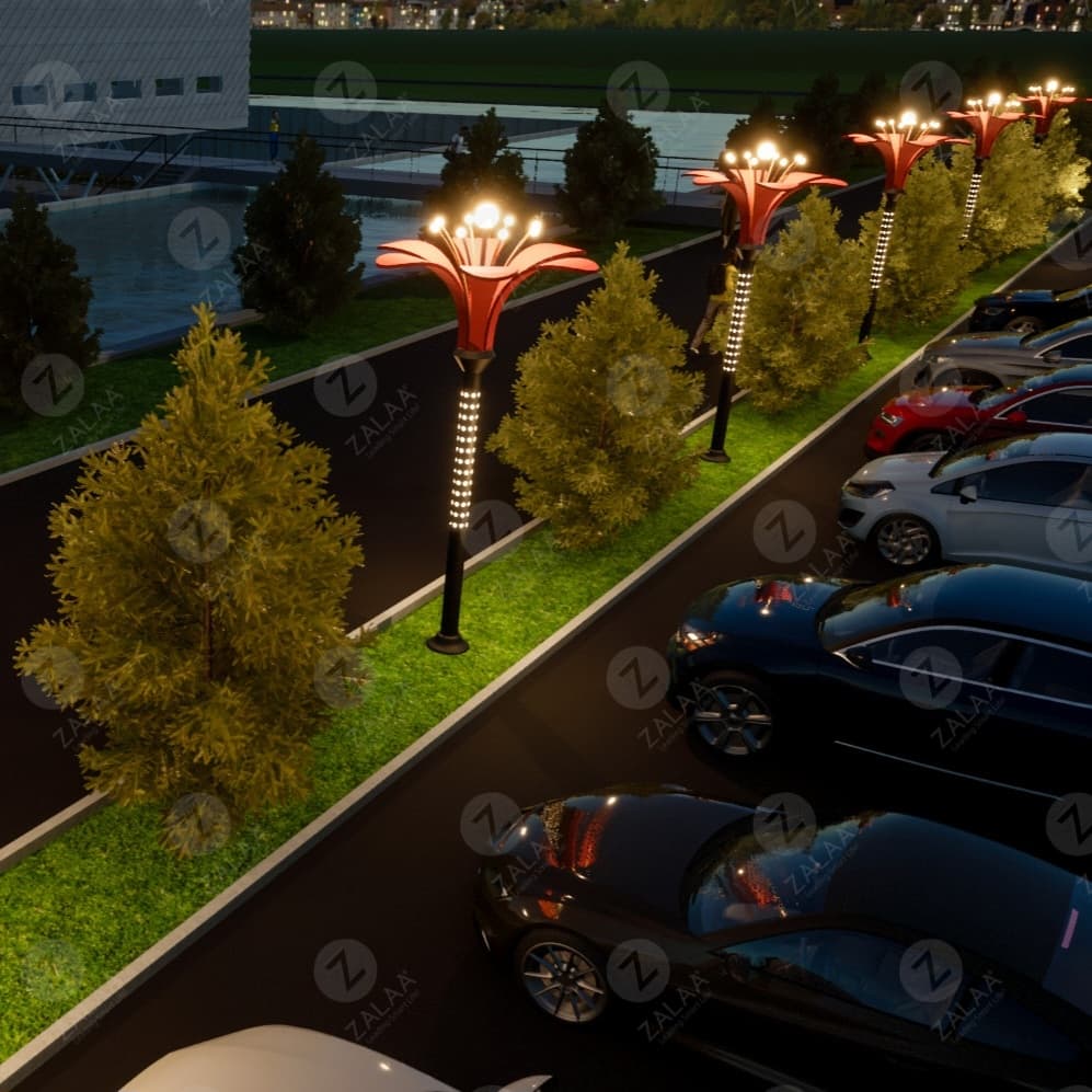 Cột Đèn Đường LED Kiểu Cây Hoa Đẹp Lạ cho Dự án Chiếu sáng đường phố kiểu mới