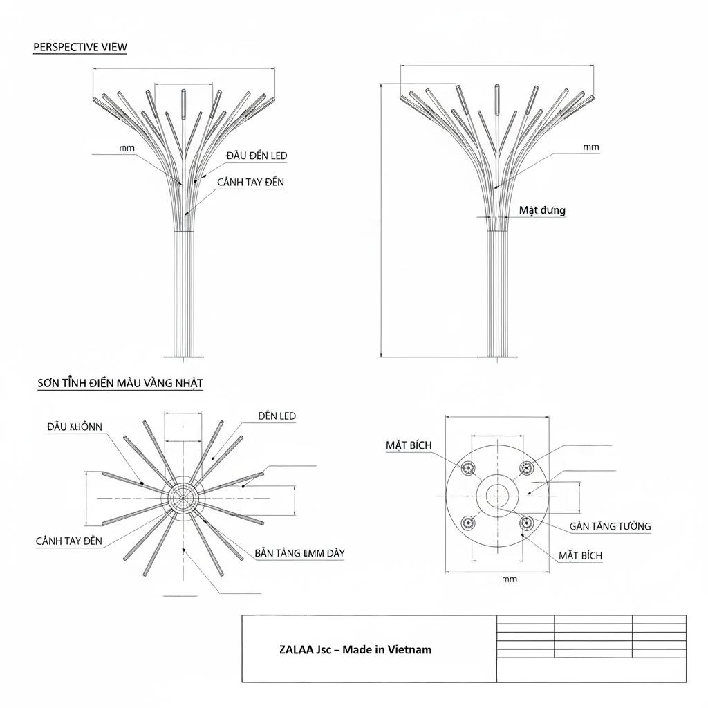 Đèn LED Cây Ánh Sáng Trang Trí Cảnh Quan ZL-LDT-M01 IP66 Nghệ Thuật - ZALAA OEM/ODM LED Tree Lights