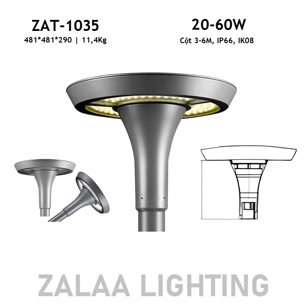 Đèn LED Chiếu Sáng Công Viên, Trang Trí Cảnh Quan ZAT-1035 20-60W H3-6M ZALAA