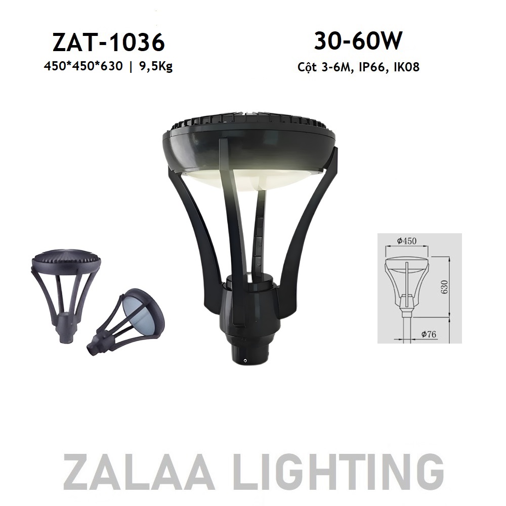 Đèn LED Chiếu Sáng Công Viên, Trang Trí Cảnh Quan ZAT-1036 30-60W H3-6M ZALAA