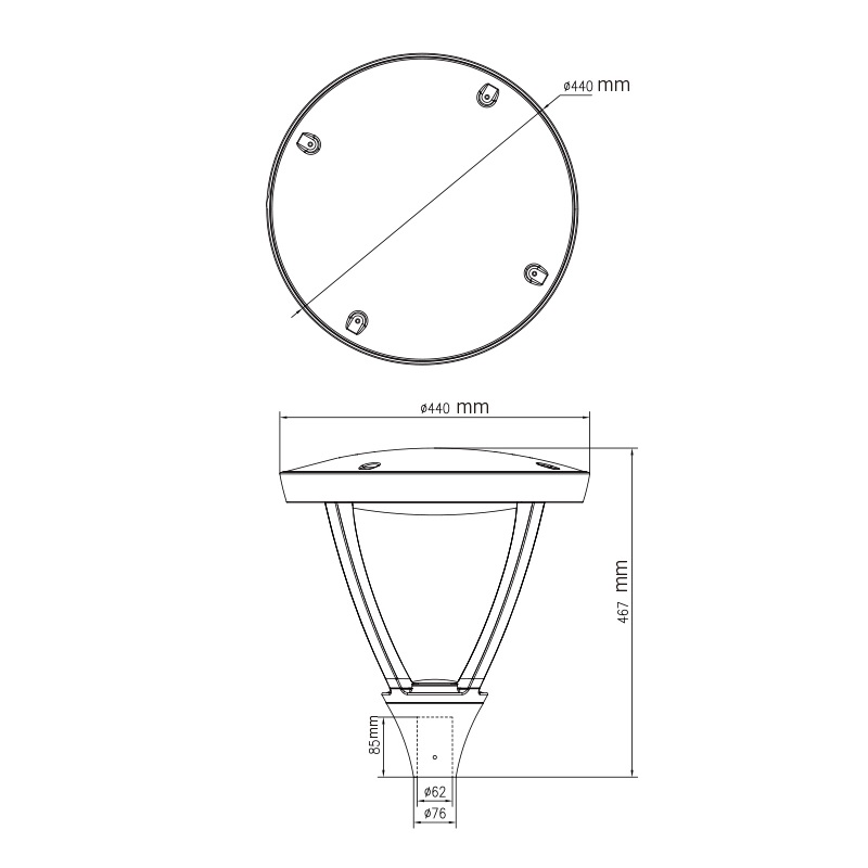 Đèn LED Chiếu Sáng Công Viên, Trang Trí Cảnh Quan ZAT-1048 20-80W H3-6M ZALAA