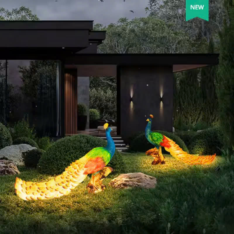 Đèn LED Fiberglass Sợi Thủy Tinh Nhựa họa tiết 3D Chim Công Peacock phát sáng Zalaa dành cho Dự án Vườn Ánh Sáng