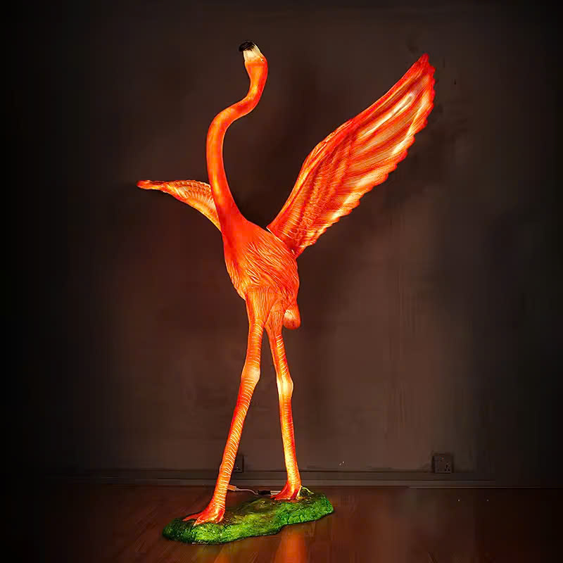 Đèn LED Fiberglass Sợi Thủy Tinh Nhựa họa tiết 3D Đàn Chim Hồng Hạc Flamingos phát sáng Zalaa dành cho Dự án Vườn Ánh Sáng