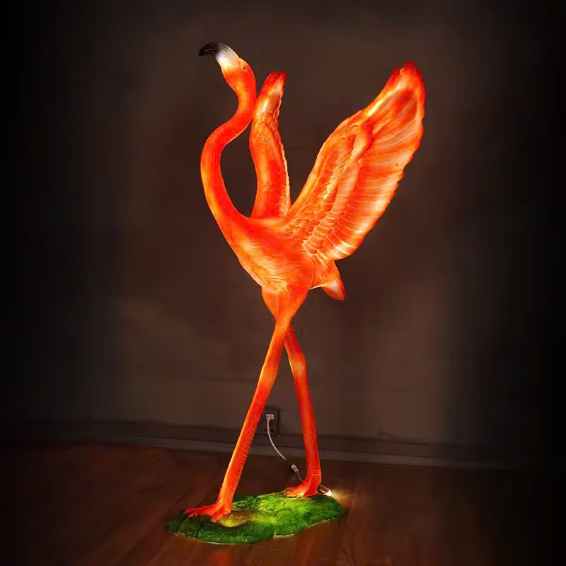 Đèn LED Fiberglass Sợi Thủy Tinh Nhựa họa tiết 3D Đàn Chim Hồng Hạc Flamingos phát sáng Zalaa dành cho Dự án Vườn Ánh Sáng