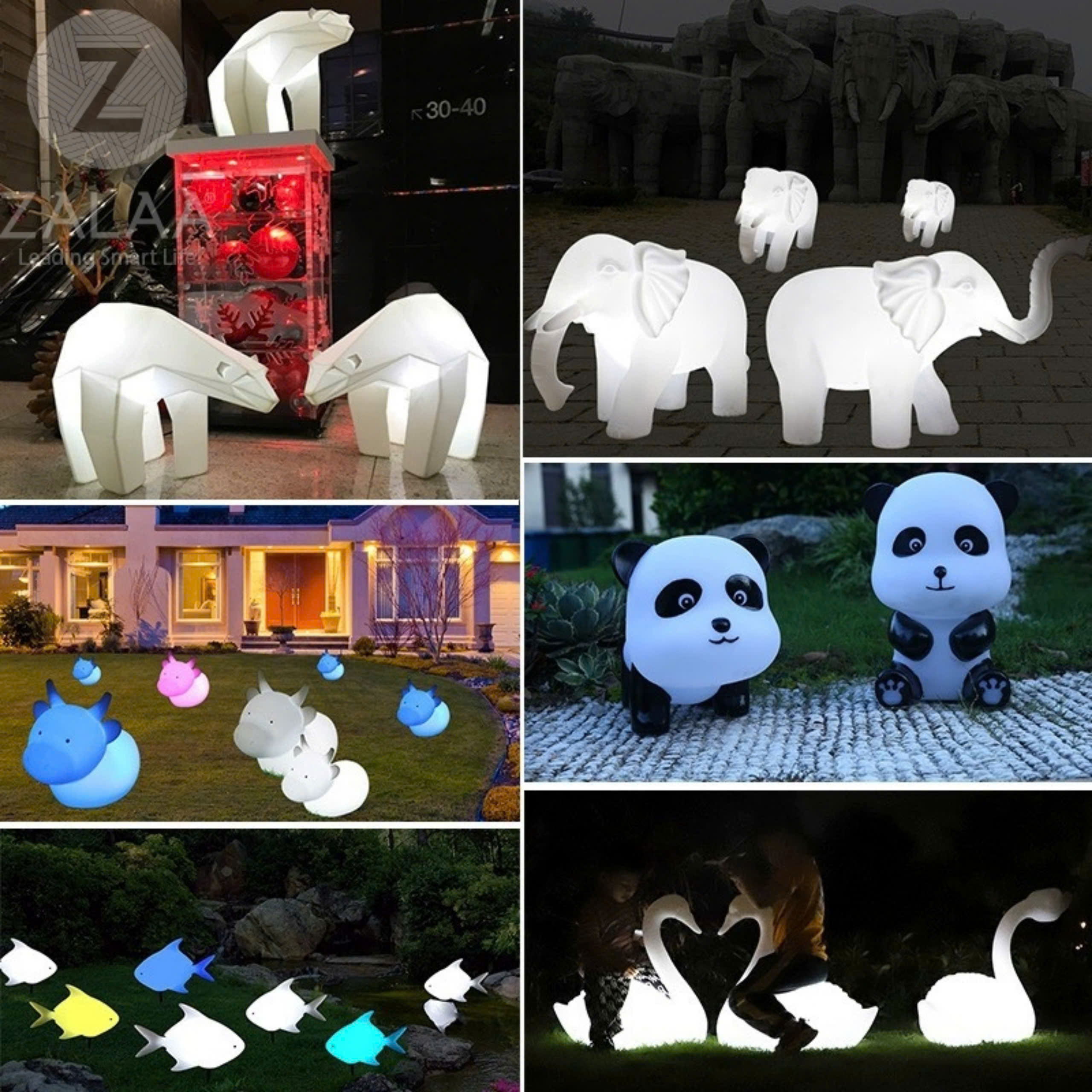 Đèn LED Fiberglass Sợi Thủy Tinh Nhựa tạo hình 3D Con Gấu phát sáng Zalaa dành cho Dự án Vườn Ánh Sáng