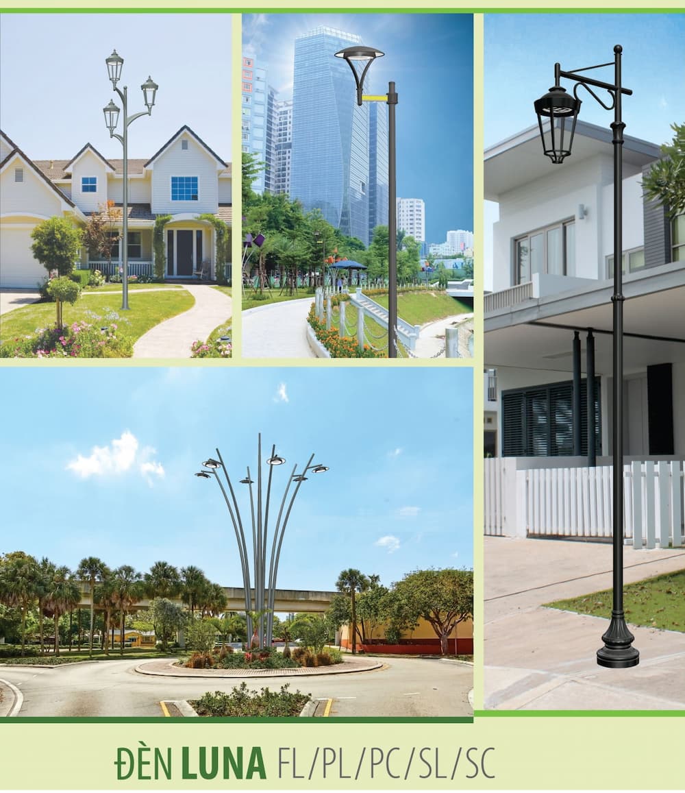 ĐÈN LED LUNA - Bóng cho cột đèn trang trí đường phố, đô thị, bãi đậu xe, công viên, cảnh quan sân vườn