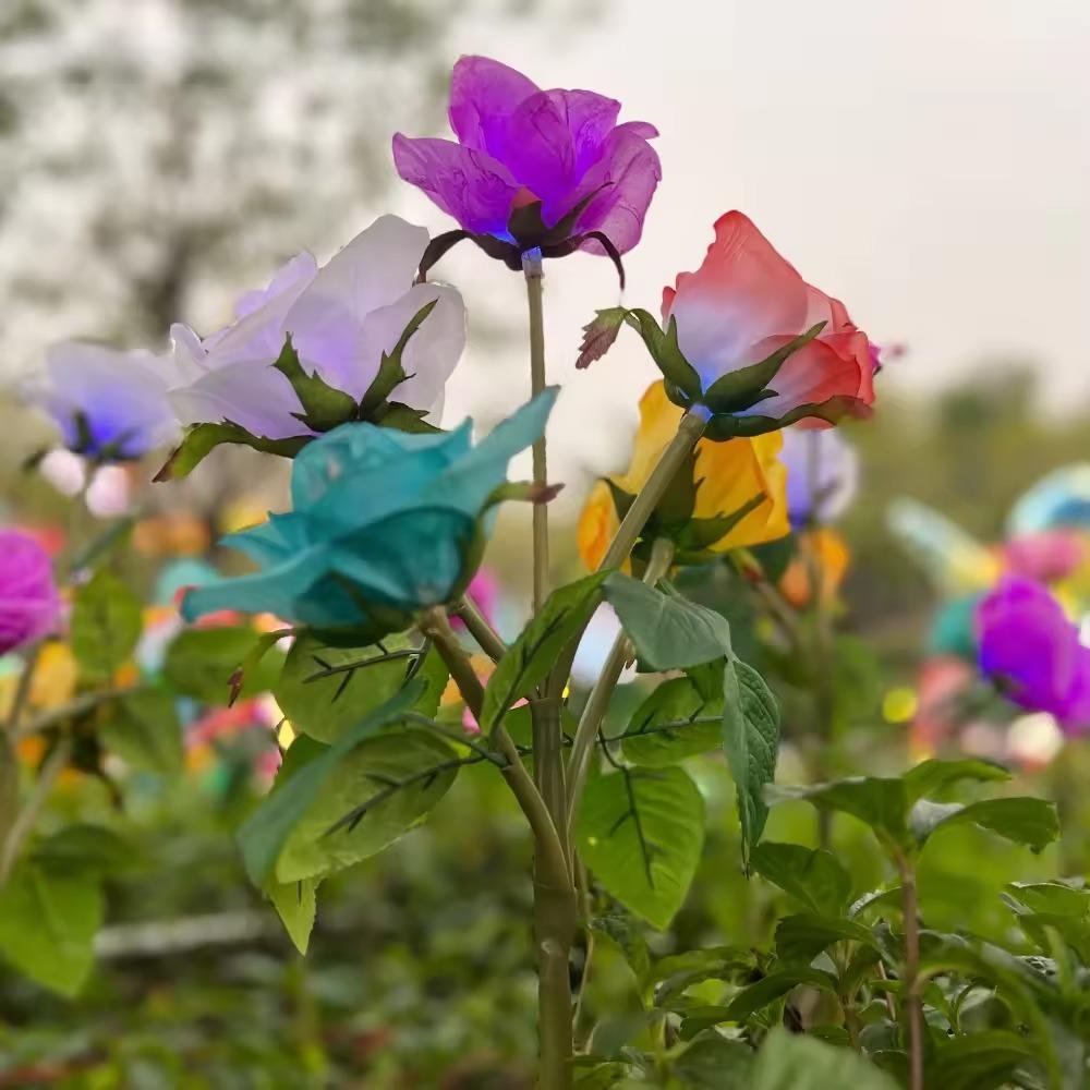 Đèn LED Mô Phỏng Bông Hoa Hồng - Simulation Rose Flower light cho Vườn Ánh Sáng Zalaa Light Garden