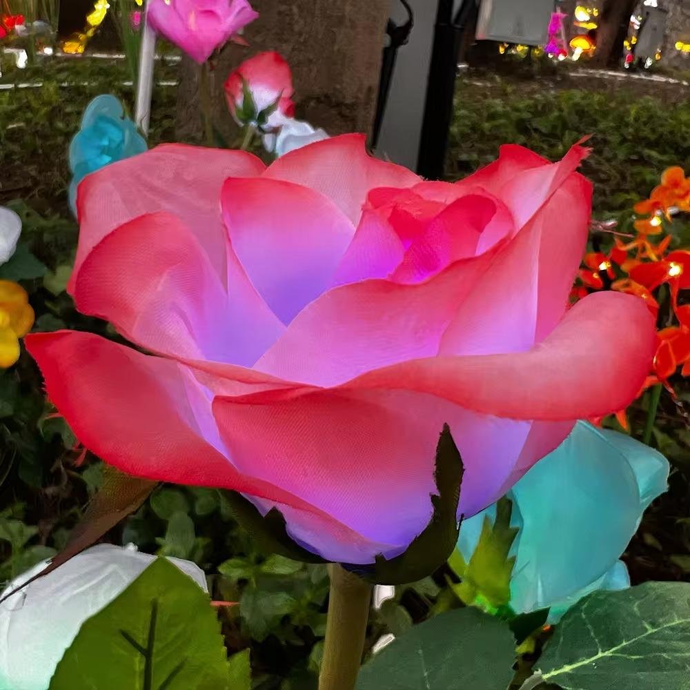 Đèn LED Mô Phỏng Bông Hoa Hồng - Simulation Rose Flower light cho Vườn Ánh Sáng Zalaa Light Garden