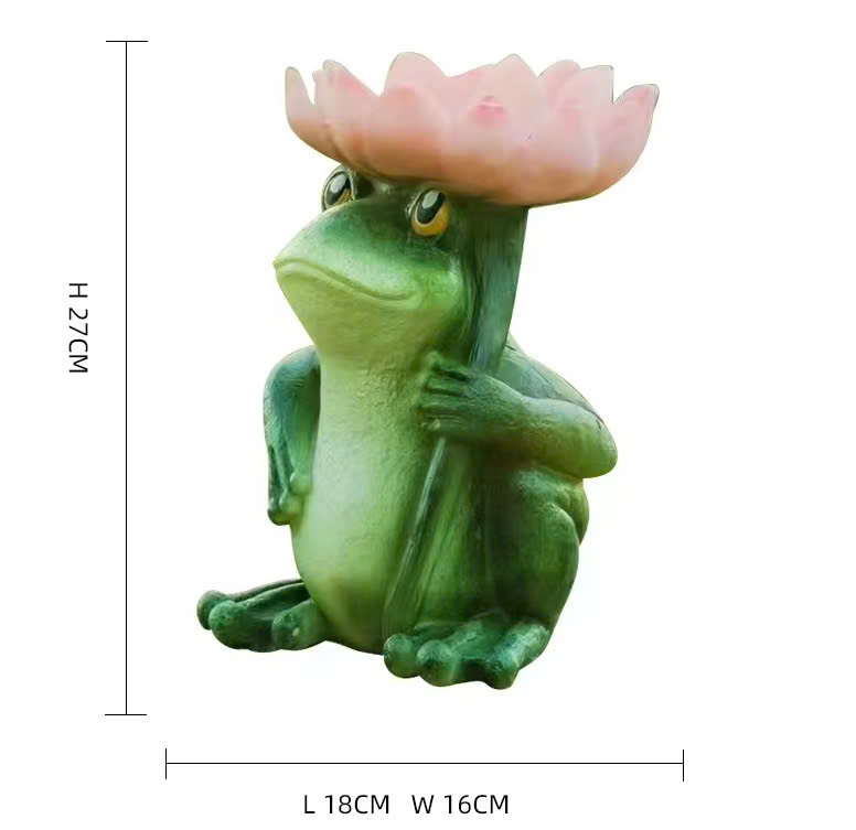 Đèn LED Mô Phỏng Con Ếch Frog Cầm Hoa Sen Phát sáng 3D Frog Fiberglass Light làm từ sợi thủy tinh nhựa Zalaa dành cho Dự án Vườn Ánh Sáng