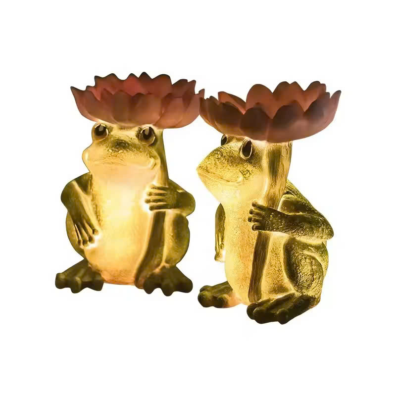 Đèn LED Mô Phỏng Con Ếch Frog Cầm Hoa Sen Phát sáng 3D Frog Fiberglass Light làm từ sợi thủy tinh nhựa Zalaa dành cho Dự án Vườn Ánh Sáng