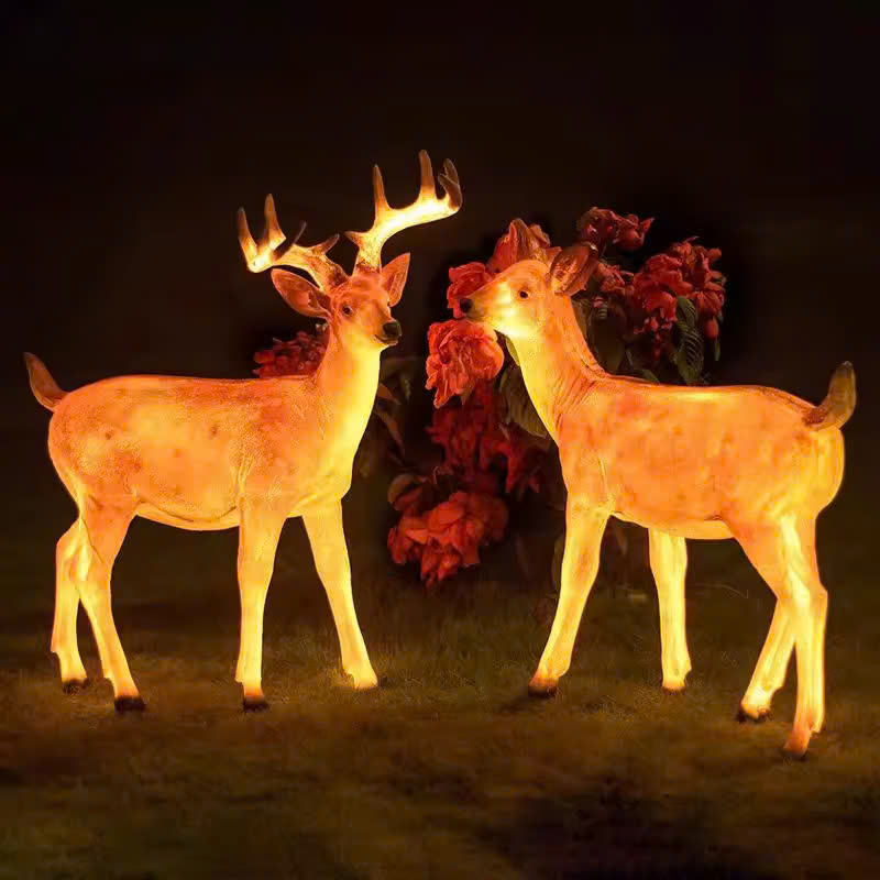 Đèn LED Motif Mô Phỏng 3D Đàn Hươu Deer phát sáng từ Sợi thủy tinh và nhựa Zalaa dành cho Dự án Vườn Ánh Sáng