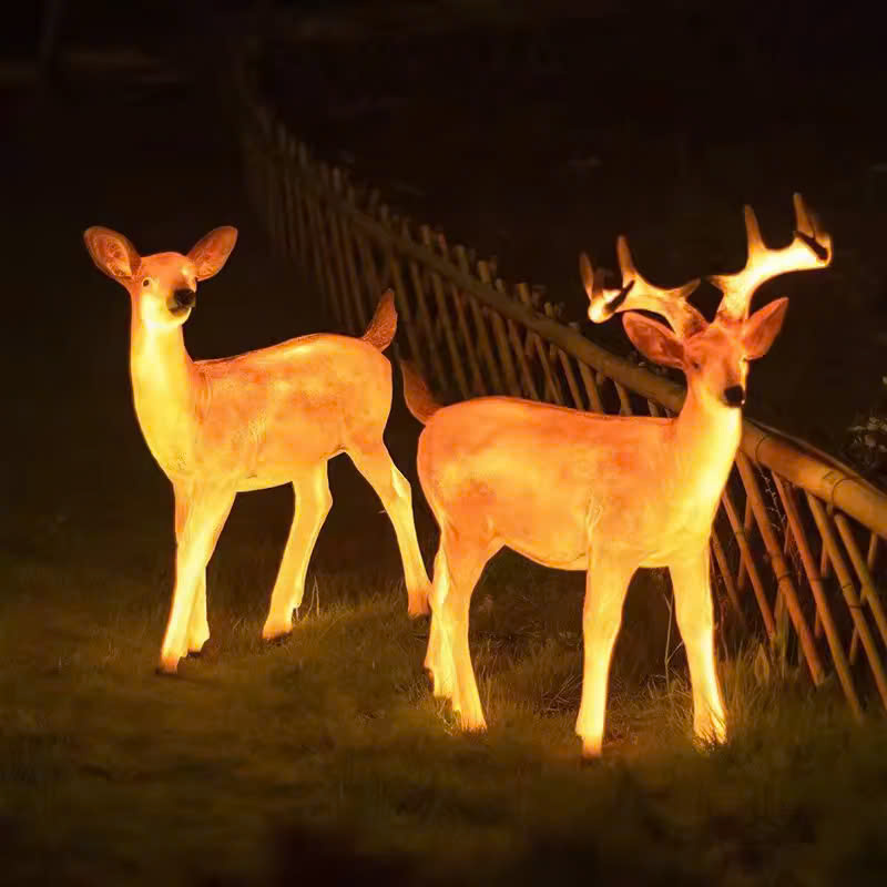 Đèn LED Motif Mô Phỏng 3D Đàn Hươu Deer phát sáng từ Sợi thủy tinh và nhựa Zalaa dành cho Dự án Vườn Ánh Sáng