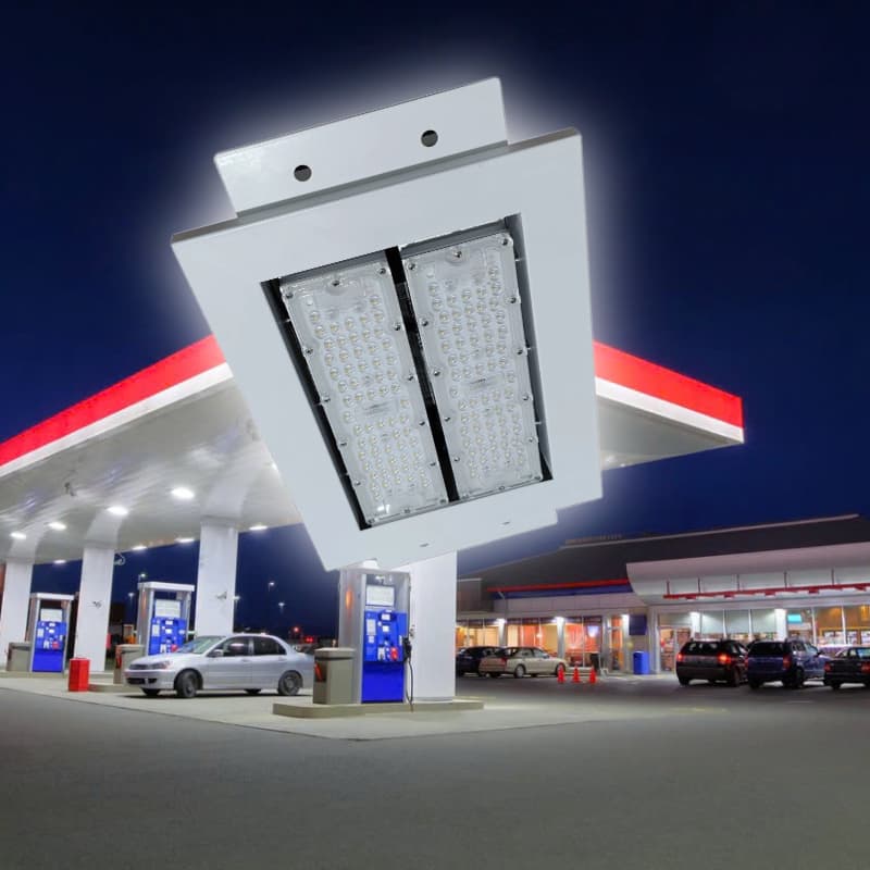 Đèn LED Pha Ghép 100W - Kiểu âm trần chống ẩm chiếu sáng Cây Xăng, Trạm dầu, trạm sạc pin xe điện