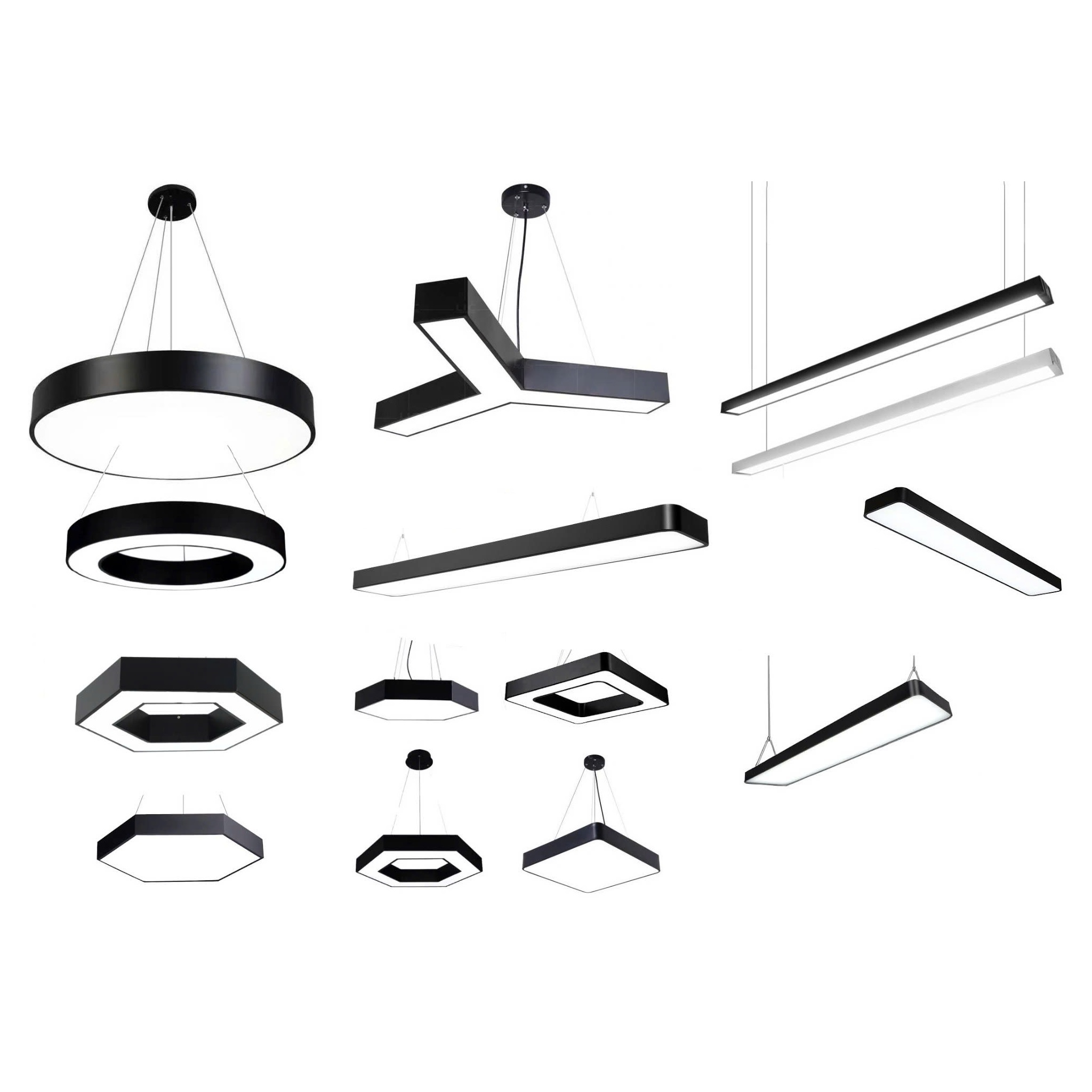 Bộ Sản phẩm Đèn Thả Trần ZALAA cho Nội Thất Văn Phòng - Kiểu Chữ Ghép Thanh đa dạng kích thước