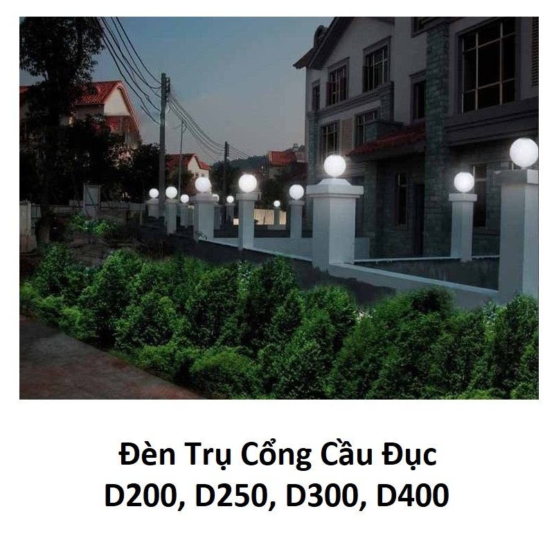 Đèn Trụ Cổng Cầu Đục D400, đuôi đèn E27