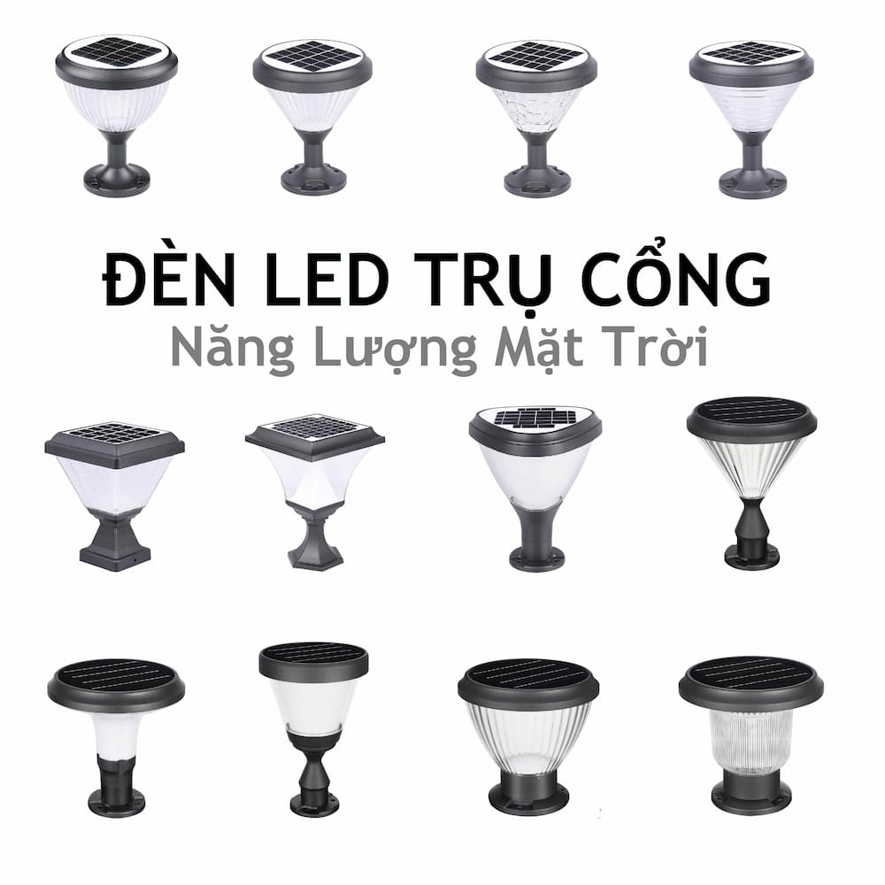Đèn LED Trụ Cột Trang Trí Hàng Rào, Đầu Cột, Cổng Tường Rào Ngoài Trời Sử Dụng Năng Lượng Mặt Trời Chiếu Sáng