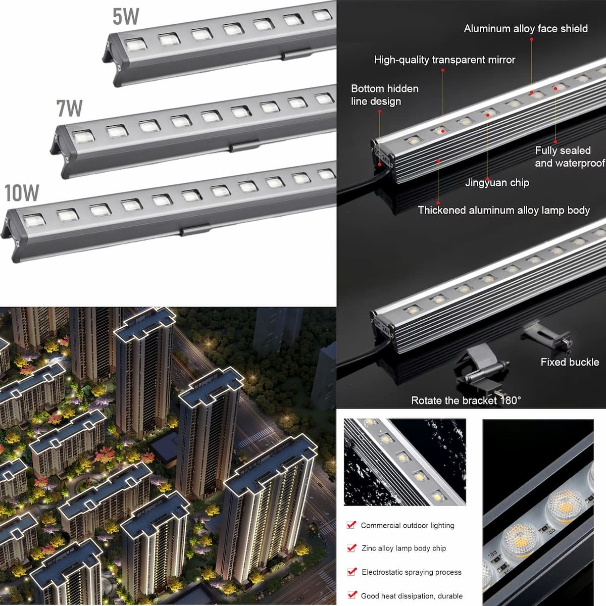 Đèn LED Tuyến Tính chiếu sáng mặt tiền Tòa Nhà Building Cao Tầng có lập trình DMX512 Rgb hiệu ứng thay đổi màu sắc theo tùy chỉnh