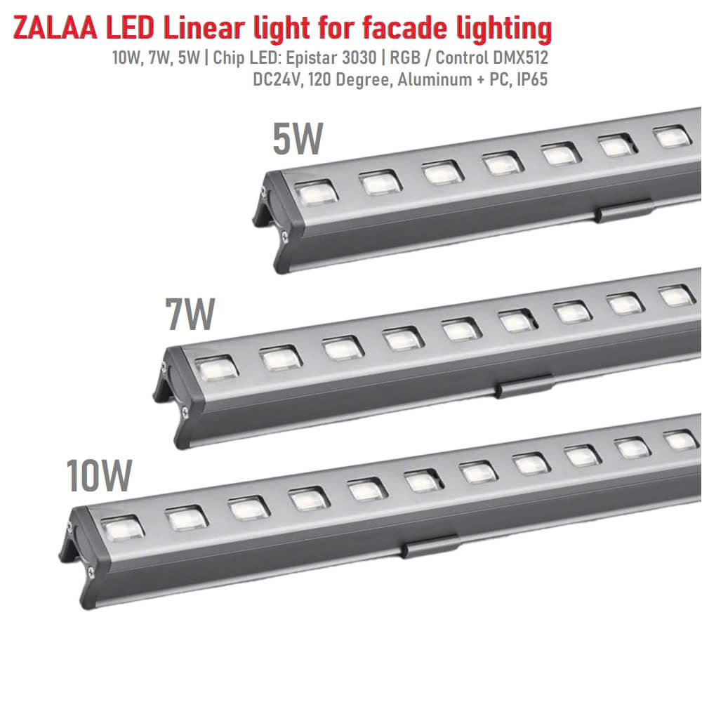 Đèn LED Tuyến Tính chiếu sáng mặt tiền Tòa Nhà Building Cao Tầng có lập trình DMX512 Rgb hiệu ứng thay đổi màu sắc theo tùy chỉnh