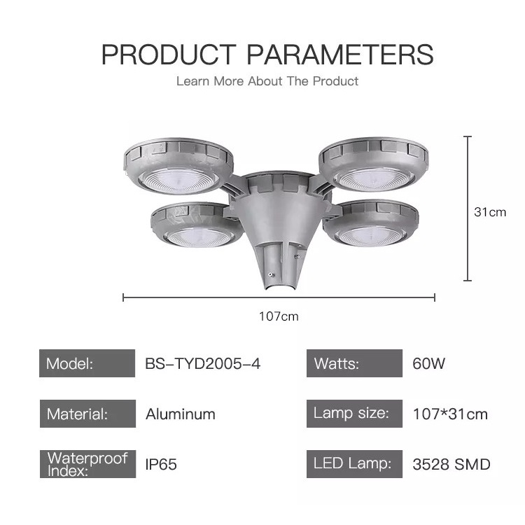 Đèn Đường Công Viên Năng Lượng Mặt Trời ZG-TYD2005-4 35W ZALAA Cho cột cao 3-5m