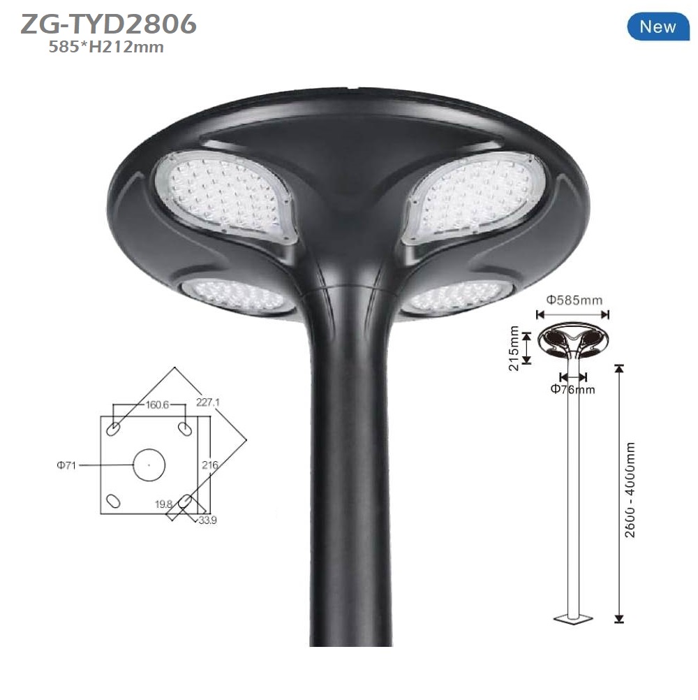 Đèn Sân Vườn Hiện Đại Năng Lượng Mặt Trời ZG-TYD2806 30W ZALAA Cho cột cao 3-5m