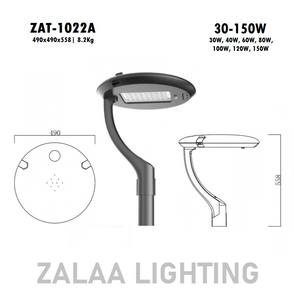 Đèn LED Chiếu Sáng Cảnh Quan Công Viên ZAT-1022A - Phù Hợp Cột Từ 3-6M với Công suất Từ 30W đến 150W
