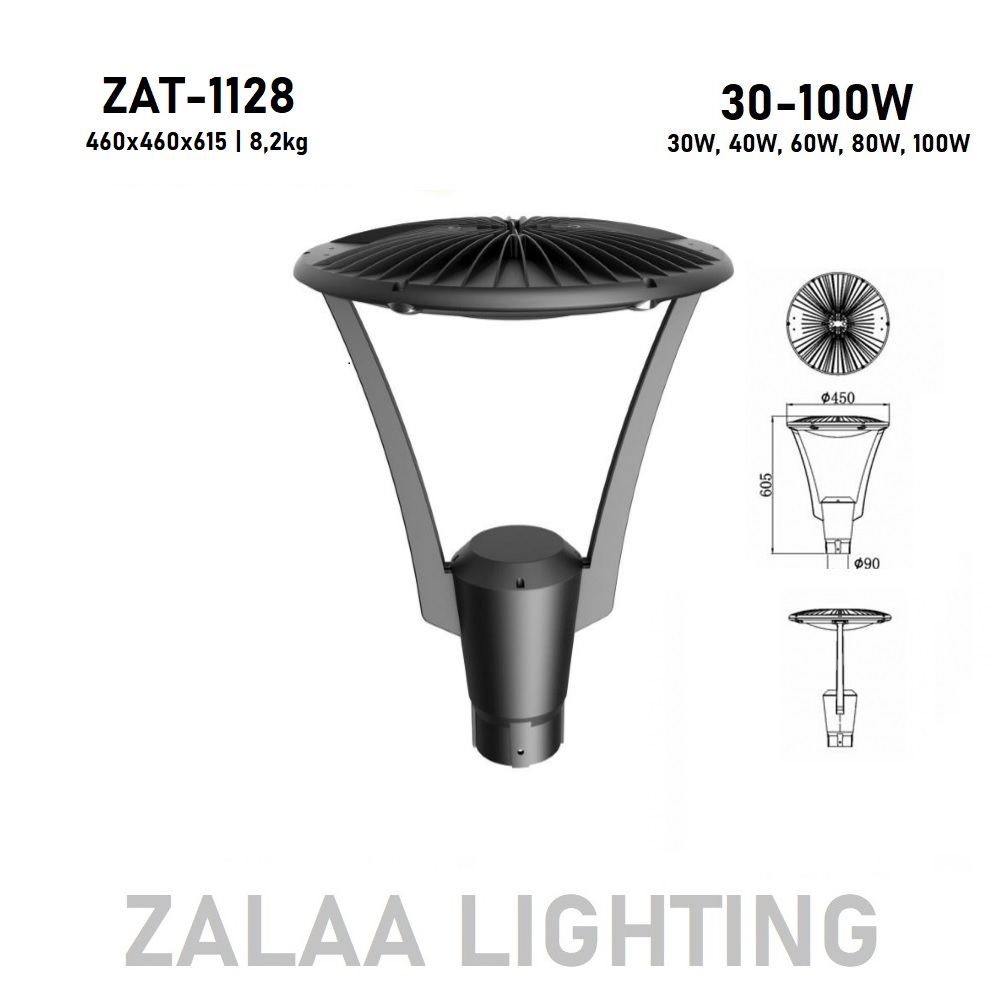 Đèn LED Chiếu Sáng Cảnh Quan Công Viên ZAT-1128 - Phù Hợp Cột Từ 3-6M với Công suất Từ 30W đến 100W