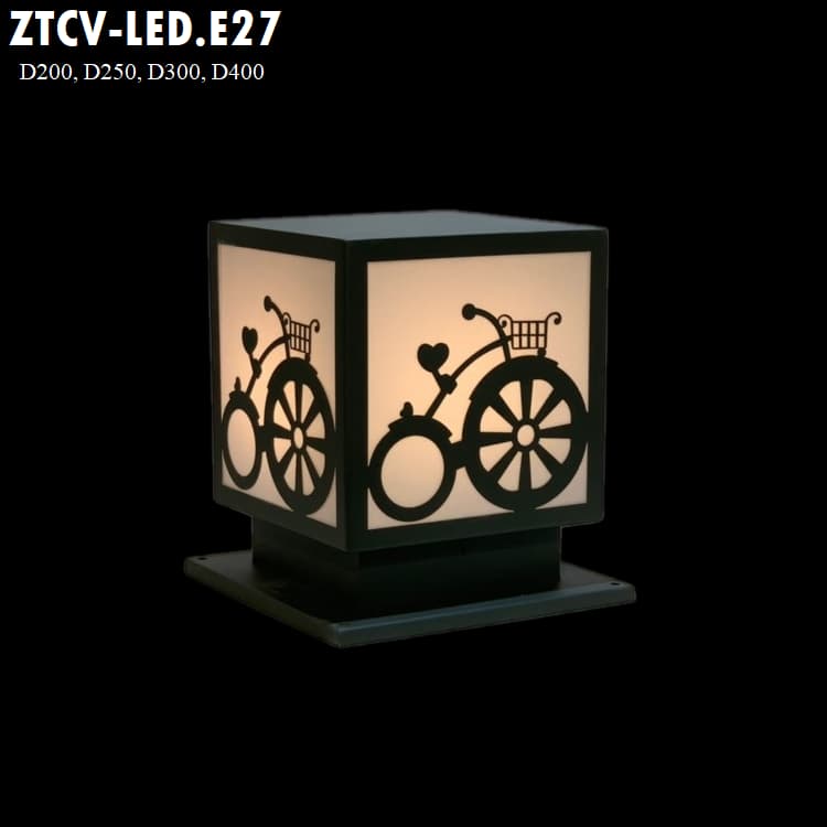 Đèn Trụ Cổng Vuông ZTCV LED-E27 D200, D250, D300, D400... Inox Sơn theo yêu cầu