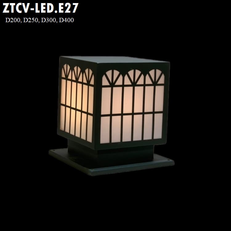 Đèn Trụ Cổng Vuông ZTCV LED-E27 D200, D250, D300, D400... Inox Sơn theo yêu cầu