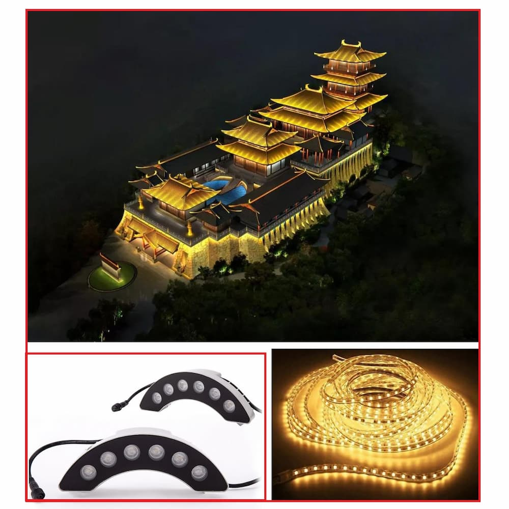 Đèn LED Chiếu Sáng Ngói Tòa Tháp Chùa, Rọi Mái Ngói Đình Chùa Ngoài Trời