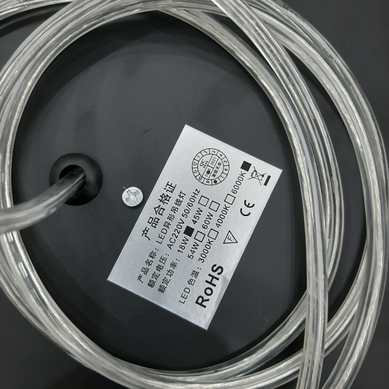 Đèn thả trần văn phòng tròn hình chữ O liền, ánh sáng tràn màn hình đường kính 250mm 18w