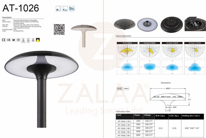 Đèn Chiếu Sáng Công Viên, khu nghỉ dưỡng, khách sạn 40W, 50W, 60W mã ZAT-1019