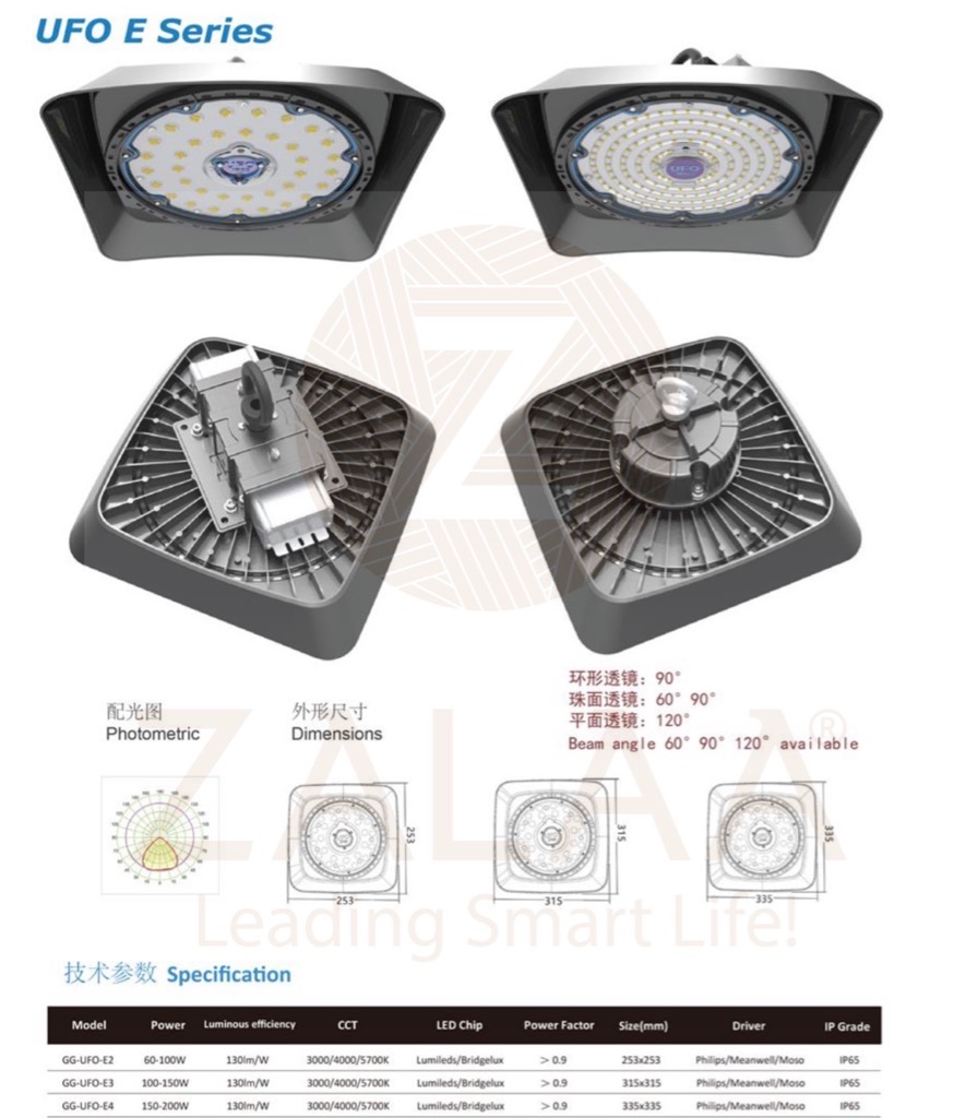Đèn led highbay nhà xưởng UFO S cảm biến ánh sáng Smart Lighting 60w, 100w, 150w, 200W