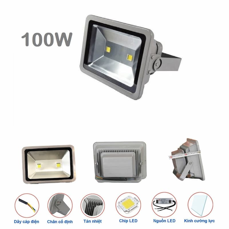 Đèn Pha LED Rọi Chiếu Rộng Vỏ Xám từ 20W đến 400W