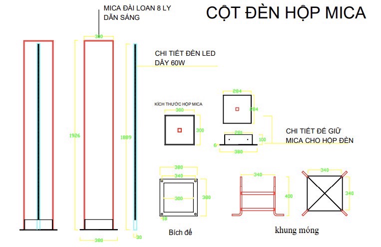 Cột đèn trang trí cảnh quan khu mua sắm Meka sáng toàn thân cao 2-5m mã ZSV-H-BxH-300x300